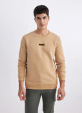 Men's Crewneck Sweatshirt with Center Chest Patch – Camel